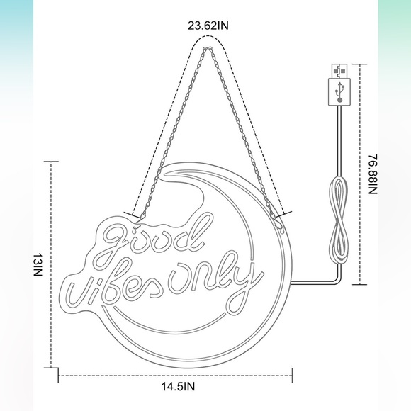 Good Vibes Only LED Neon Sign, Moon Wall Decor for Bedroom,Living Room - Picture 11 of 13